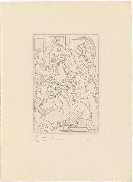 The Feast, from Lysistrata by Aristophanes, Pablo Picasso (Spanish, Malaga 1881–1973 Mougins, France), Etching 