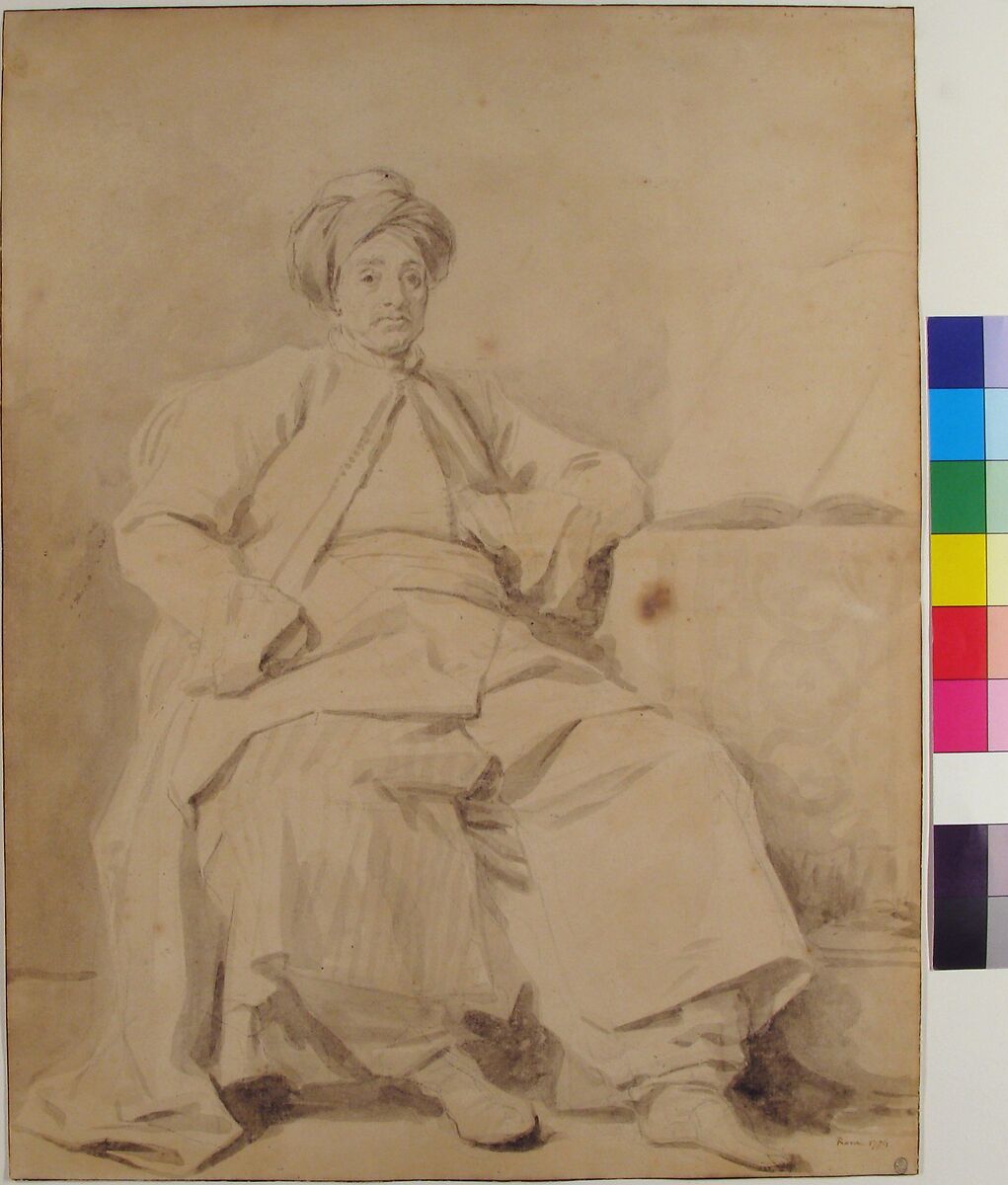 The Sultan, Jean Honoré Fragonard (French, Grasse 1732–1806 Paris), Brush and brown wash (possibly bistre) over black chalk underdrawing