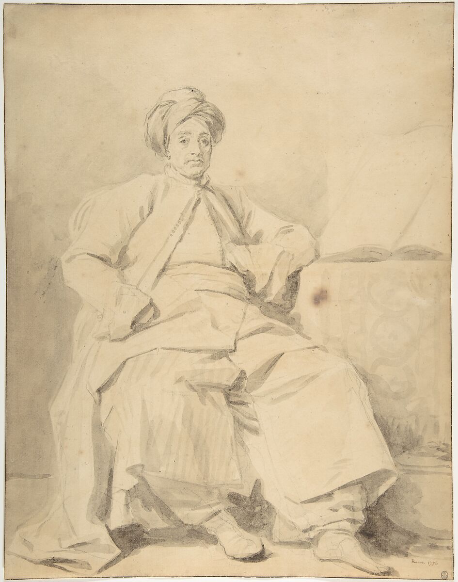 The Sultan, Jean Honoré Fragonard  French, Brush and brown wash (possibly bistre) over black chalk underdrawing