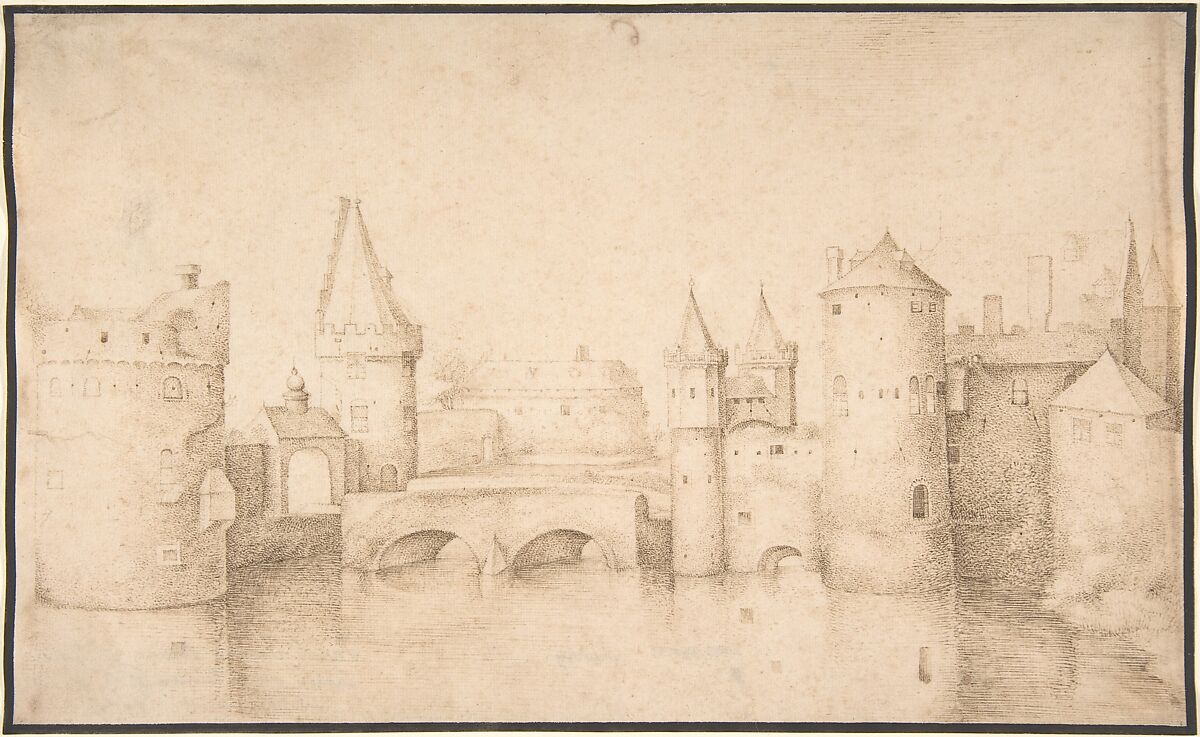 Walls, Towers, and Gates of Amsterdam, Jacob Savery I (Netherlandish, ca. 1565–1603), Pen and brown ink 