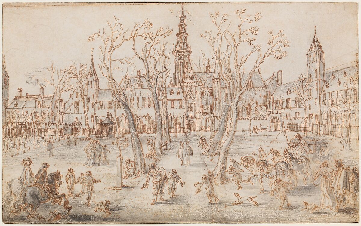 Abdijplein of Middelburg, Adriaen van de Venne (Dutch, Delft 1589–1662 The Hague), Pen and brown ink, gray wash