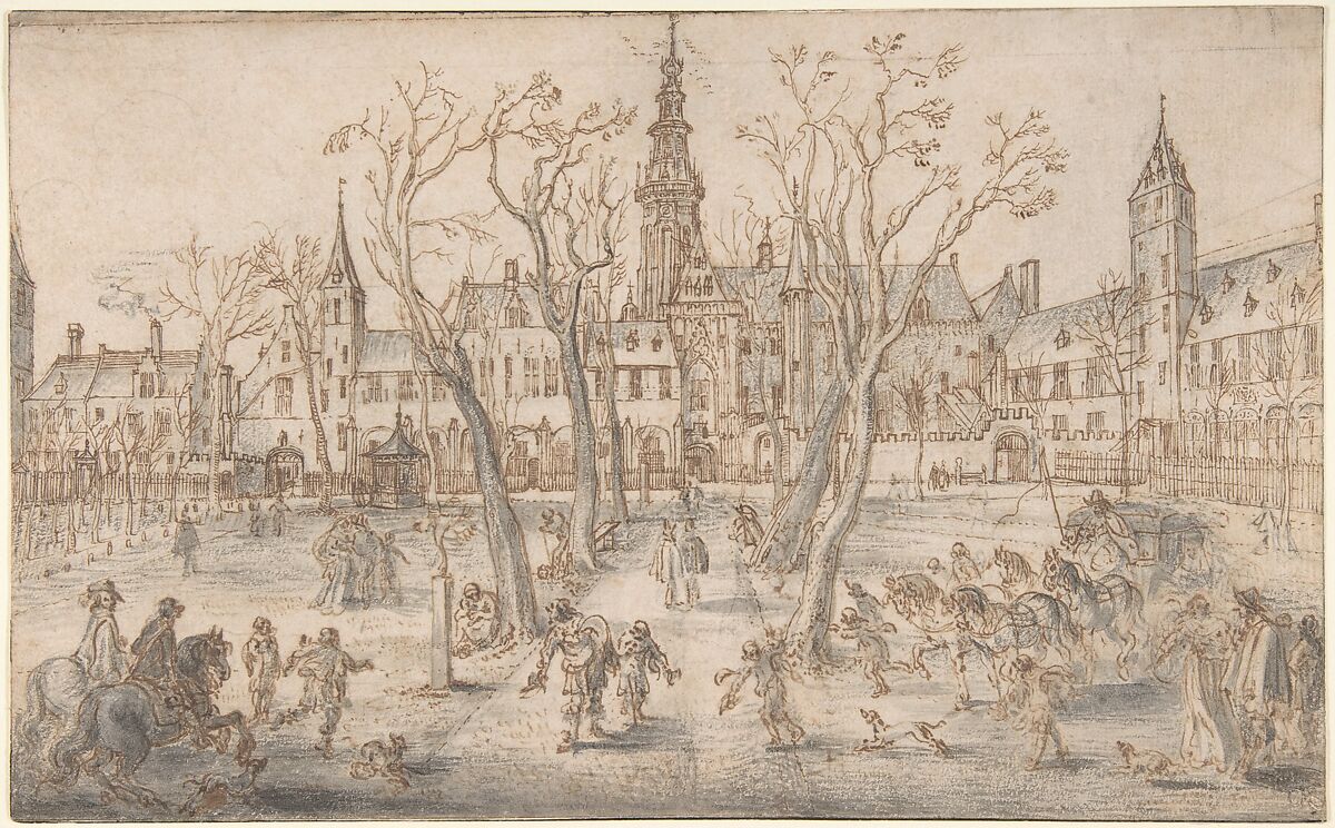 Abdijplein of Middelburg, Adriaen van de Venne (Dutch, Delft 1589–1662 The Hague), Pen and brown ink, gray wash