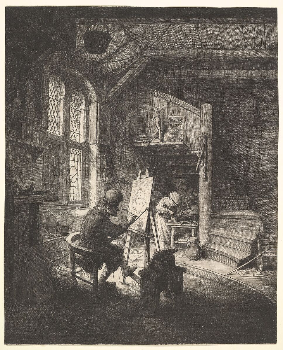 The Painter in His Studio, Adriaen van Ostade (Dutch, Haarlem 1610–1685 Haarlem), Etching 