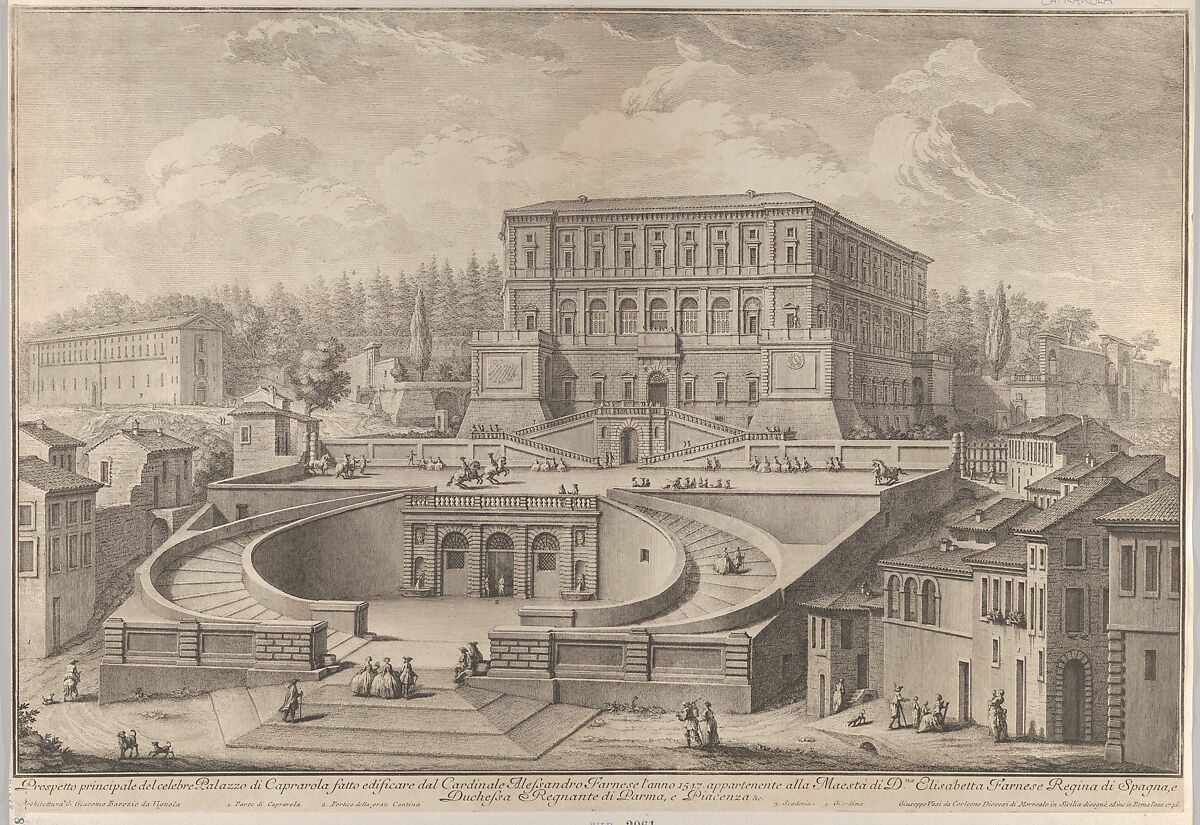 View of the Palazzo di Caprarola, Giuseppe Vasi (Italian, 1710–1782), Engraving 