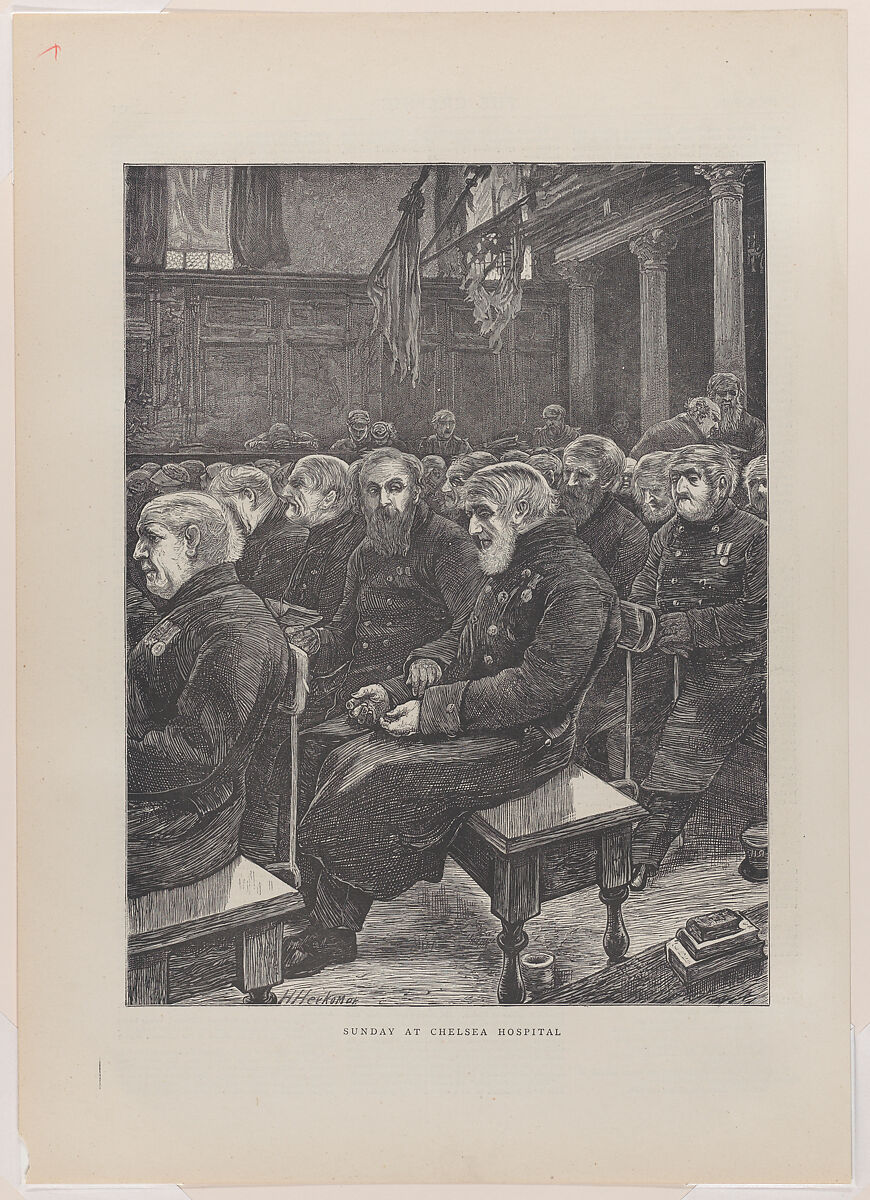Sunday at Chelsea Hospital, from "The Graphic," vol. 3, After Sir Hubert von Herkomer (British, Waal, Bavaria 1849–1914 Budleigh Salterton, Devon), Wood engraving 