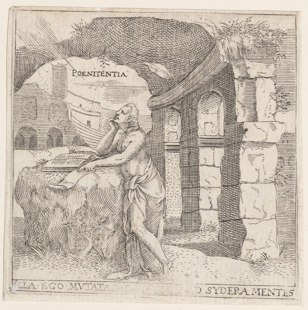Penitence (Poenitentia), Engraved by Enea Vico (Italian, Parma 1523–1567 Ferrara), Engraving 