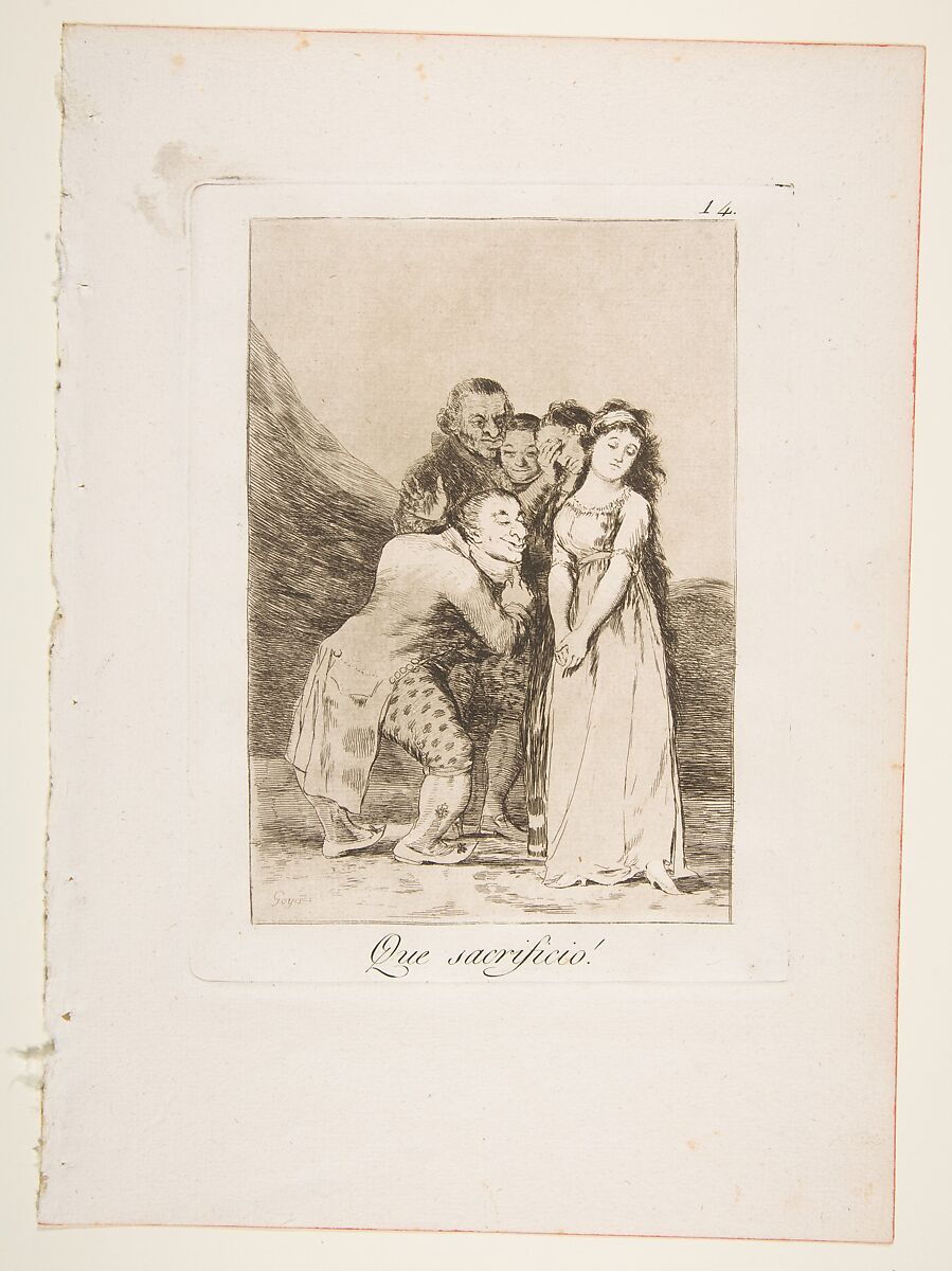 Plate 14 from "Los Caprichos": What a sacrifice! (Que sacrificio!), Goya (Francisco de Goya y Lucientes) (Spanish, Fuendetodos 1746–1828 Bordeaux), Etching, burnished aquatint, drypoint 