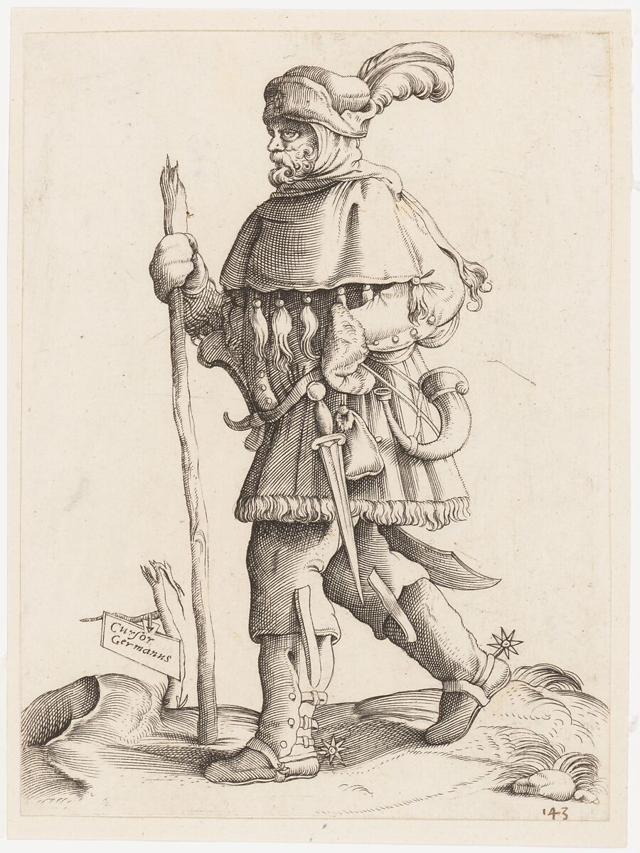 Costume Plate: German Messenger, Reverse copy after Enea Vico (Italian, Parma 1523–1567 Ferrara), Engraving 