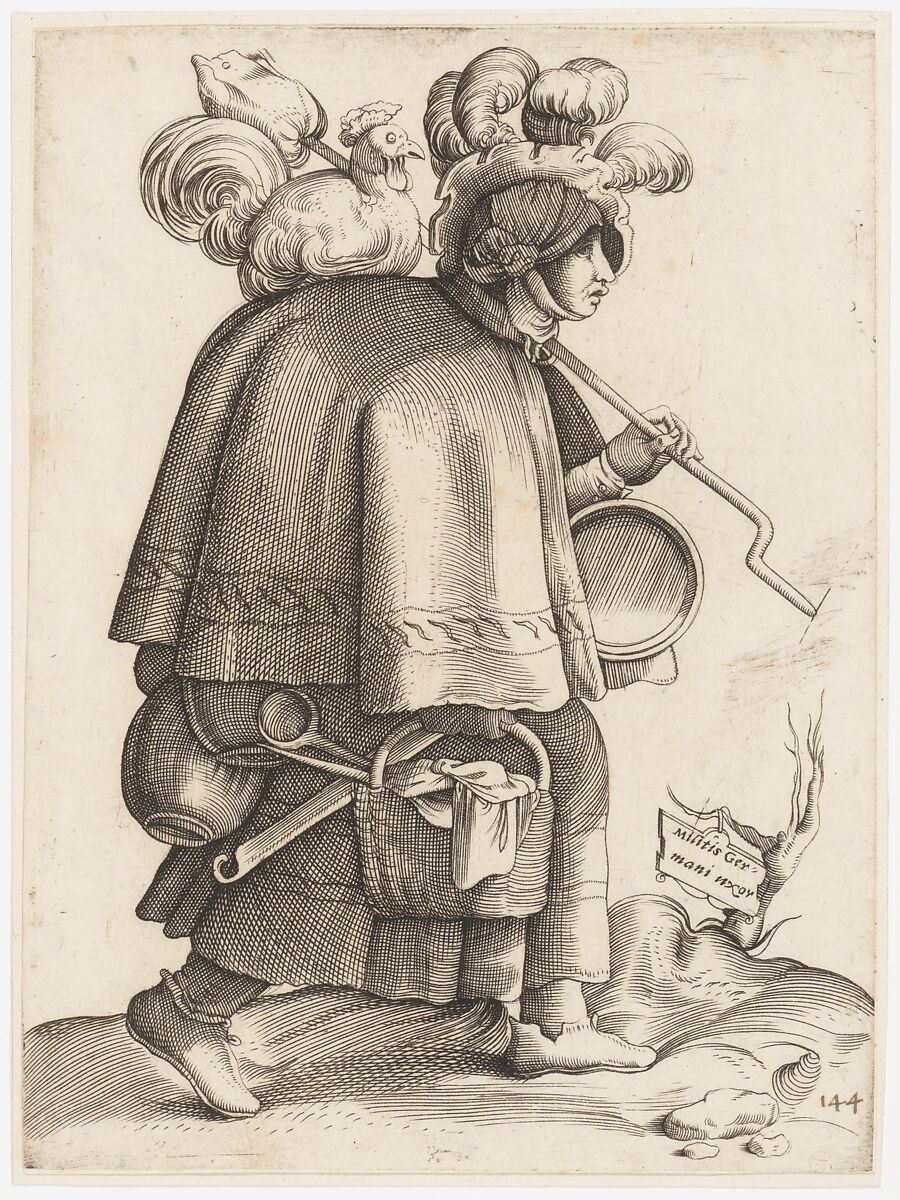Costume Plate: Wife of a Warrior from Germany, Reverse copy after Enea Vico (Italian, Parma 1523–1567 Ferrara), Engraving 
