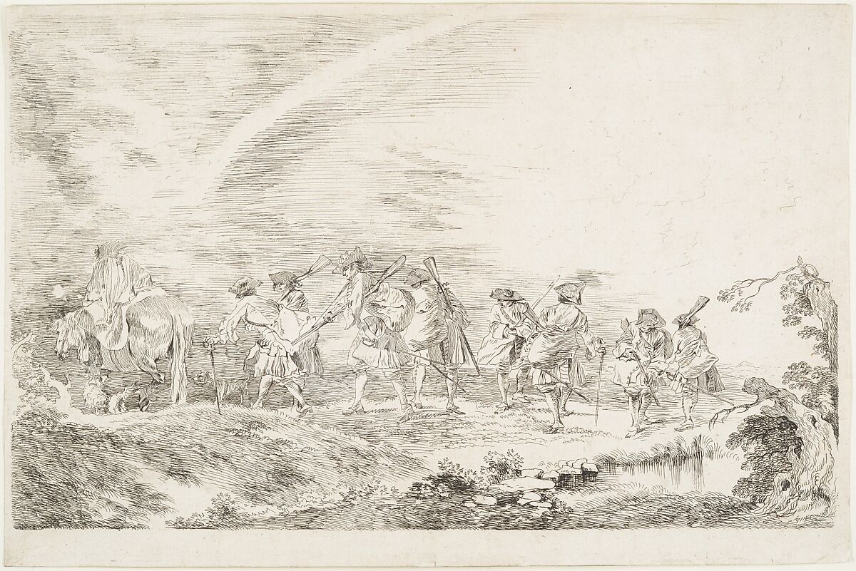 Recruits Going to Join the Regiment, Antoine Watteau (French, Valenciennes 1684–1721 Nogent-sur-Marne), Etching with drypoint