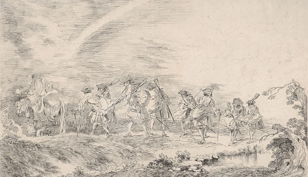 Recruits Going to Join the Regiment, Antoine Watteau (French, Valenciennes 1684–1721 Nogent-sur-Marne), Etching with drypoint