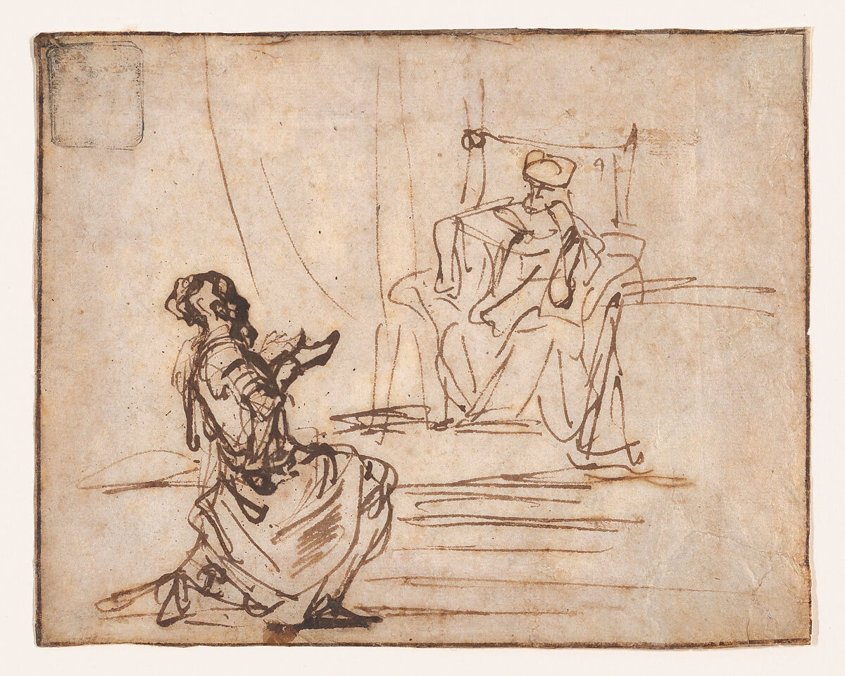 Uriah before King David, Gerbrand van den Eeckhout (Dutch, Amsterdam 1621–1674 Amsterdam), Pen and brown ink 