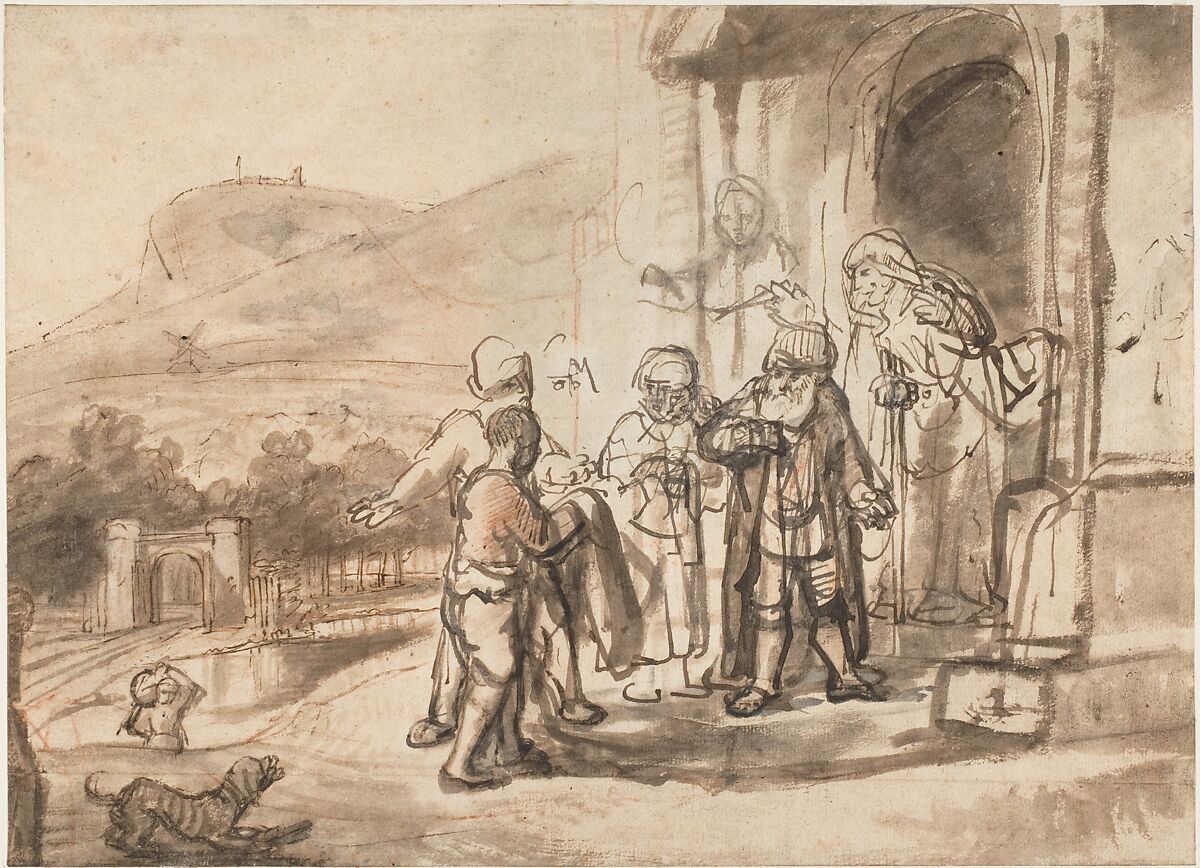 Jacob Receiving Joseph's Blood-Stained Cloak (recto); Study of a Bearded Man and The Sacrifice of Isaac (verso), Nicolaes Maes (Dutch, Dordrecht 1634–1693 Amsterdam), Pen and brown ink, brush and brown wash, over red and traces of black chalk (recto); red chalk, pen and brown ink, brown wash (verso)