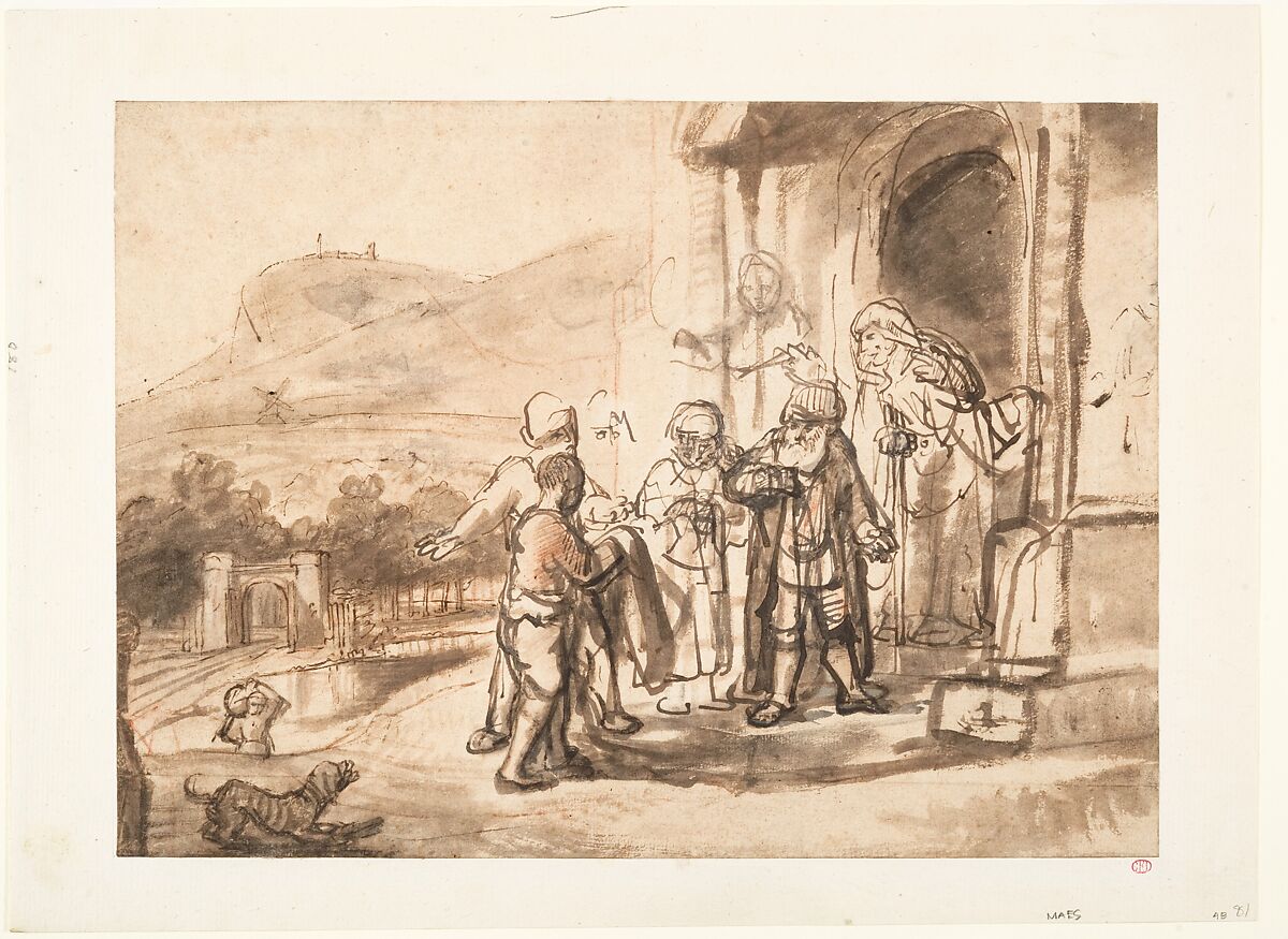 Jacob Receiving Joseph's Blood-Stained Cloak (recto); Study of a Bearded Man and The Sacrifice of Isaac (verso), Nicolaes Maes (Dutch, Dordrecht 1634–1693 Amsterdam), Pen and brown ink, brush and brown wash, over red and traces of black chalk (recto); red chalk, pen and brown ink, brown wash (verso)