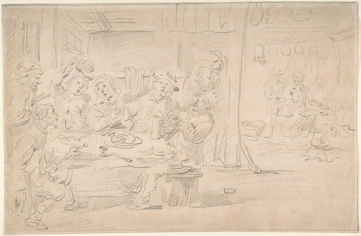 The King Drinks, David Teniers the Younger (Flemish, Antwerp 1610–1690 Brussels), Graphite 