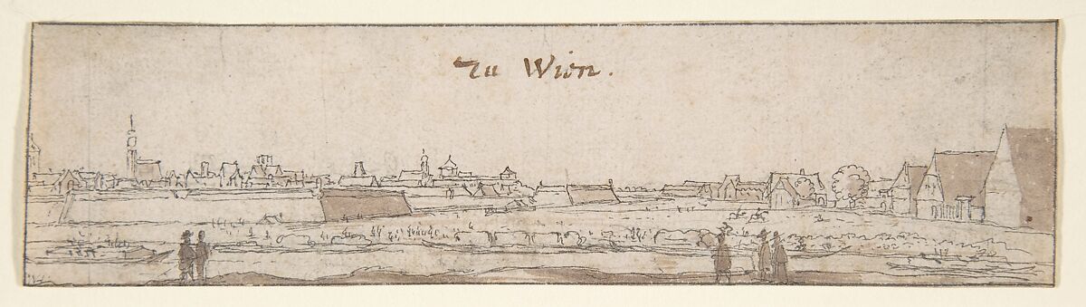 View of Vienna, Wenceslaus Hollar (Bohemian, Prague 1607–1677 London), Black chalk, pen and brown ink, brown wash 