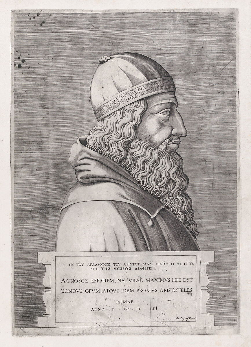 Aristotle, from "Speculum Romanae Magnificentiae", Anonymous, Italian, mid-16th century, Engraving 