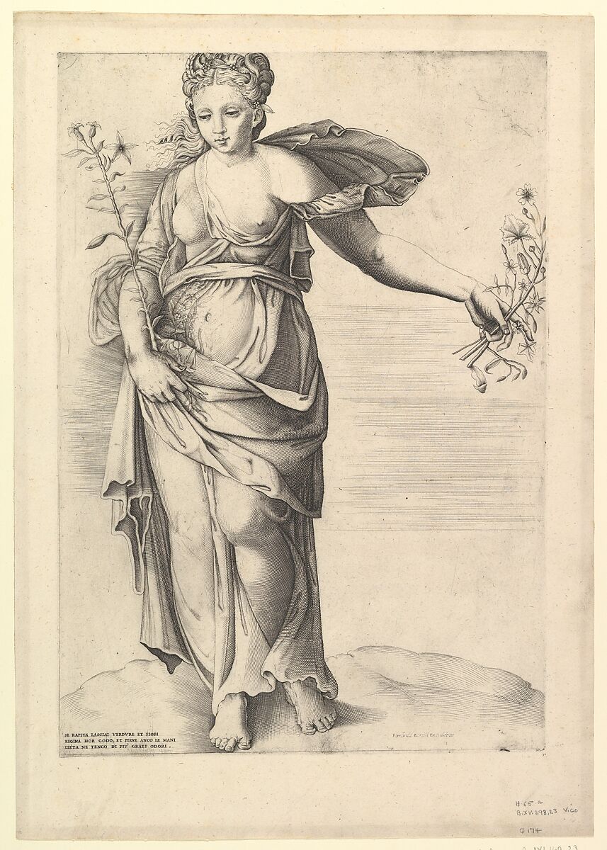 Flora, from "Speculum Romanae Magnificentiae", Anonymous, Italian, 16th century, Engraving 