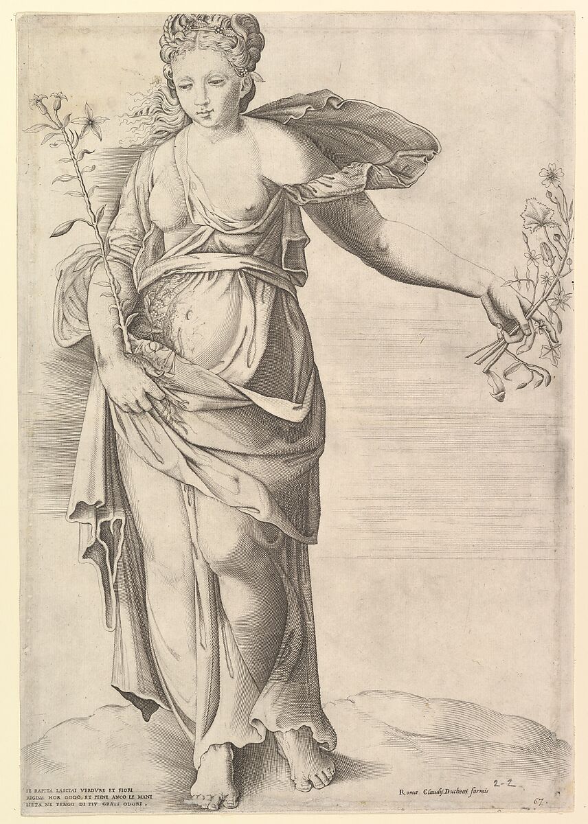 Flora, from "Speculum Romanae Magnificentiae", Anonymous, Italian, 16th century, Engraving 