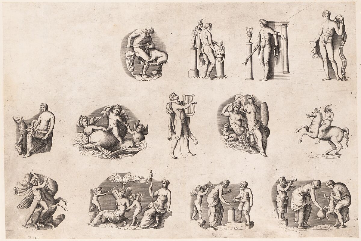 Subjects after Antique Cameos and Gems, from "Speculum Romanae Magnificentiae", Anonymous, Italian, 16th century, Engraving; first state