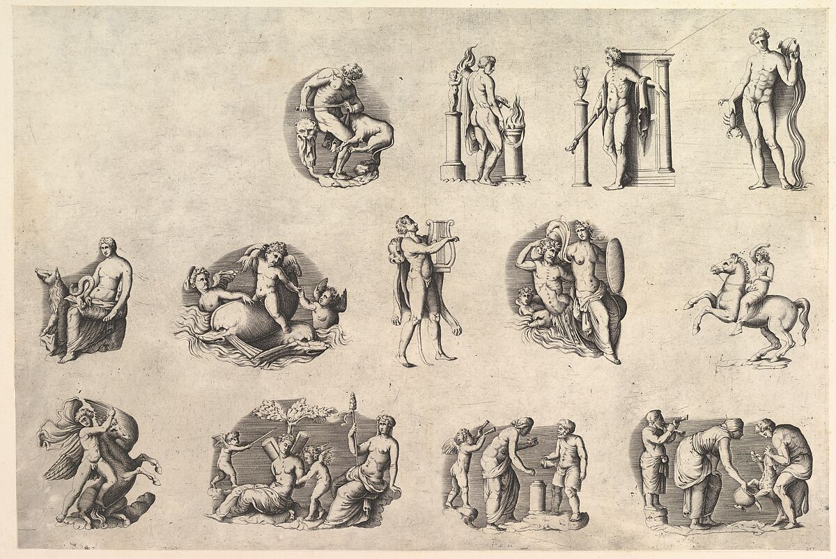 Subjects after Antique Cameos and Gems, from "Speculum Romanae Magnificentiae", Anonymous, Italian, 16th century, Engraving; first state 