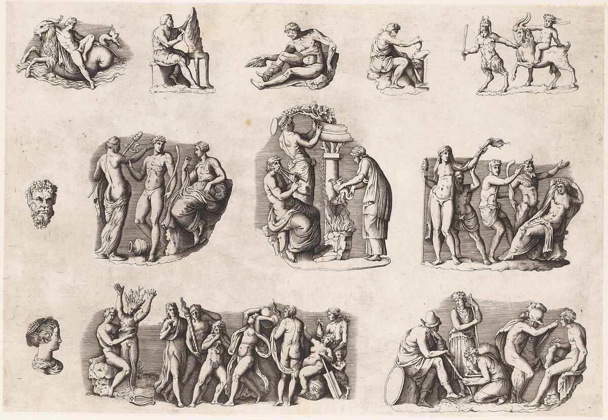 Subjects after Antique Cameos and Gems, from "Speculum Romanae Magnificentiae", Anonymous, Italian, 16th century, Engraving; state i before numbers