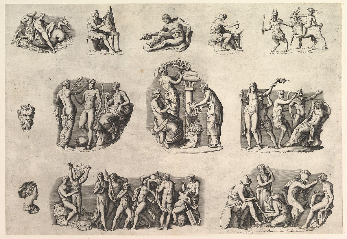 Subjects after Antique Cameos and Gems, from "Speculum Romanae Magnificentiae", Anonymous, Italian, 16th century, Engraving; state i before numbers 