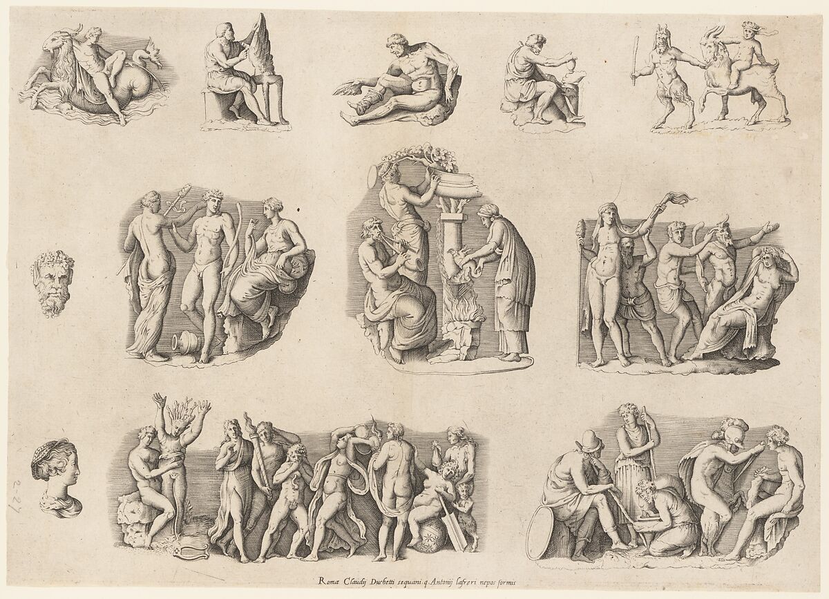 Subjects after Antique Cameos and Gems, from "Speculum Romanae Magnificentiae", Anonymous, Italian, 16th century, Engraving; state ii