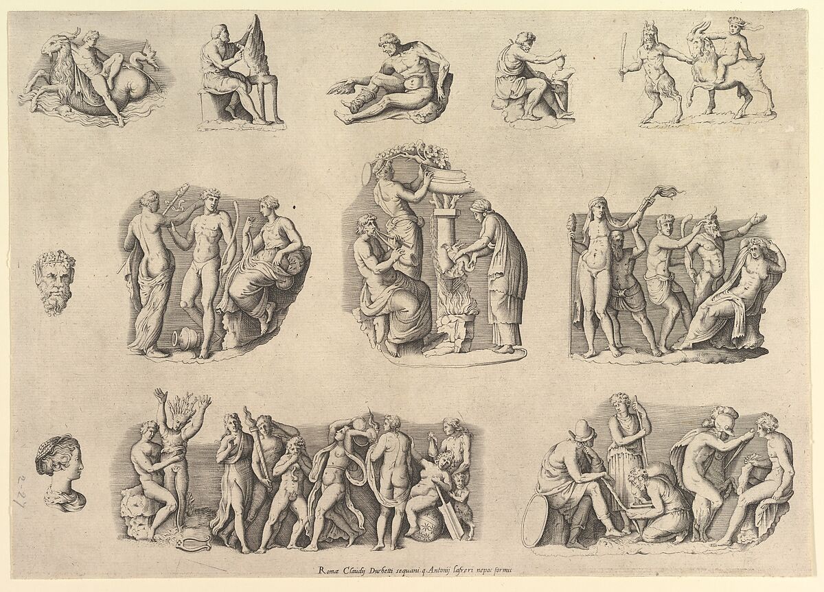 Subjects after Antique Cameos and Gems, from "Speculum Romanae Magnificentiae", Anonymous, Italian, 16th century, Engraving; state ii 