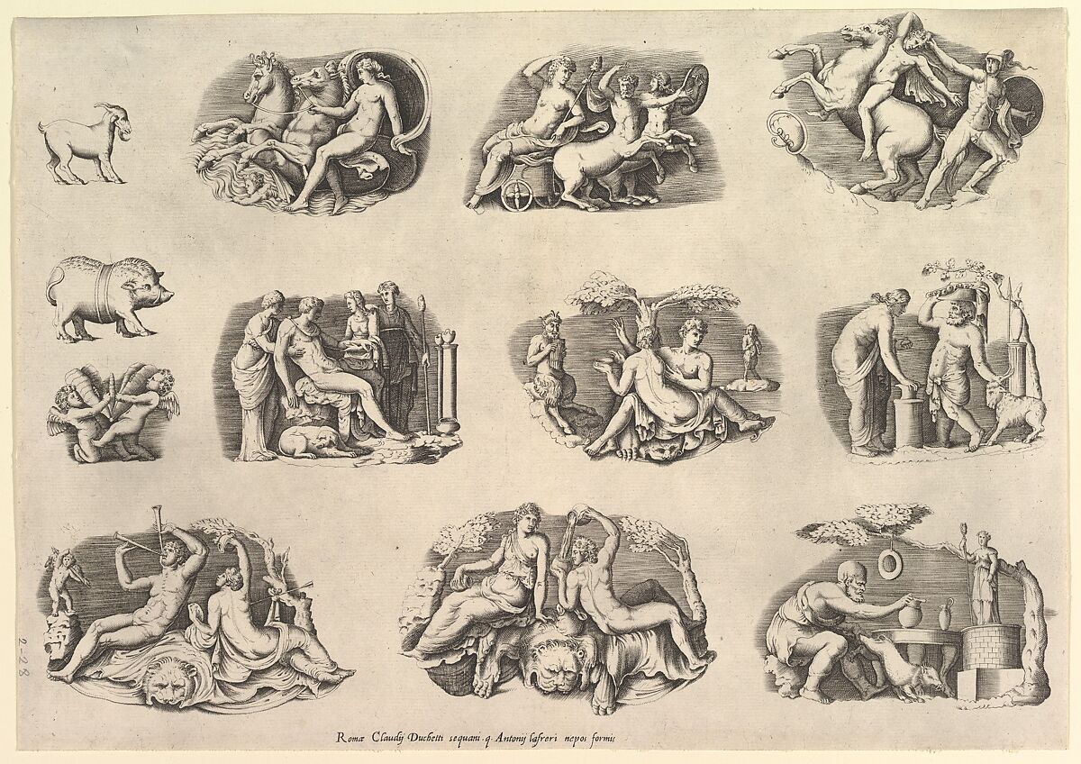 Subjects after Antique Cameos and Gems, from "Speculum Romanae Magnificentiae", Anonymous, Italian, 16th century, Engraving; second state 