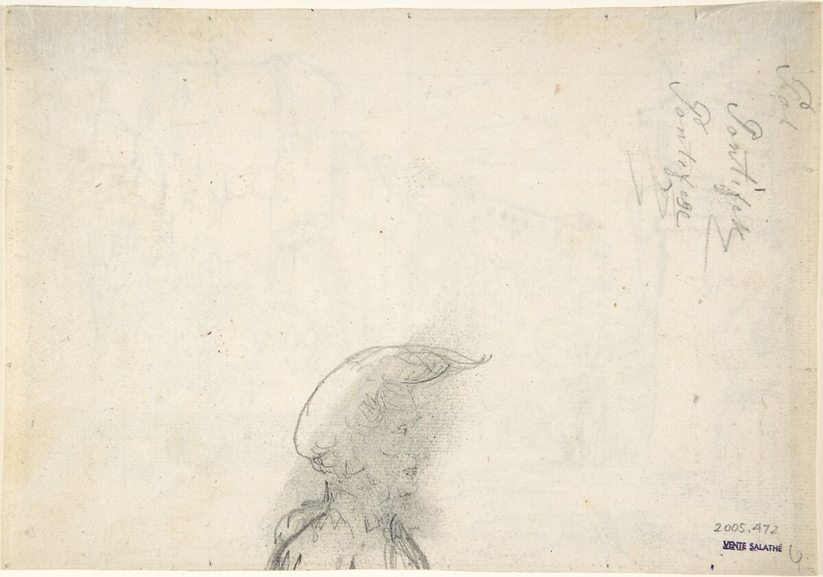 Italian View: A Pathway and Arbor at the Base of Cliffs, Friedrich Salathé (Swiss, Binningen 1793–1860 Paris), Graphite, squared