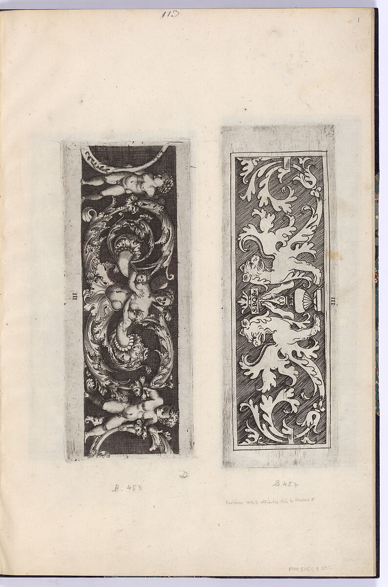 Frieze with Rinceaux, a Siren and Four Children, Enea Vico (Italian, Parma 1523–1567 Ferrara), Engraving