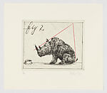 Untitled (Figure 1 - Crowd Pleaser, Figure 2 - Dunce, Figure 3, Standing Rhino), William Kentridge (South African, born Johannesburg, 1955), Drypoint