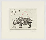 Untitled (Figure 1 - Crowd Pleaser, Figure 2 - Dunce, Figure 3, Standing Rhino), William Kentridge (South African, born Johannesburg, 1955), Drypoint