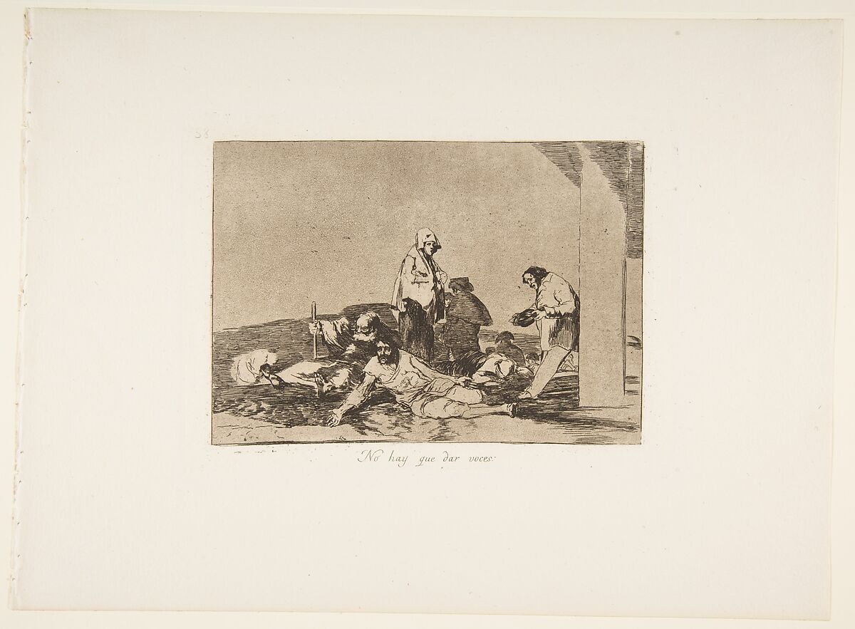 Plate 58 from "The Disasters of War" (Los Desastres de la Guerra): 'It's no use crying out' (No hay que dar voces), Goya (Francisco de Goya y Lucientes) (Spanish, Fuendetodos 1746–1828 Bordeaux), Etching, burnished aquatint, burin, burnisher 