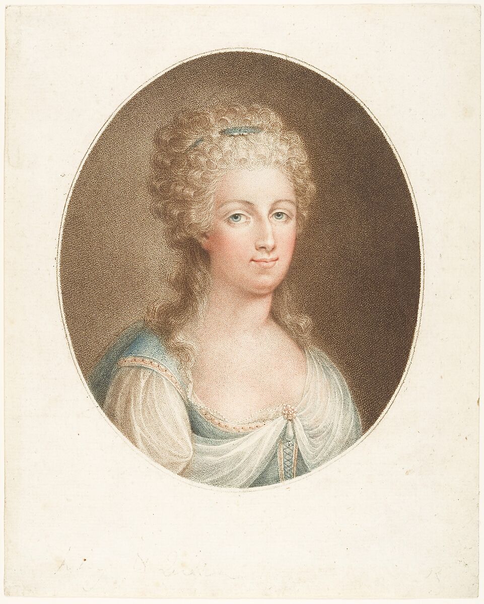 Portrait of Marie Antoinette, Anonymous, French, 18th century, Stipple engraving, printed in colors 