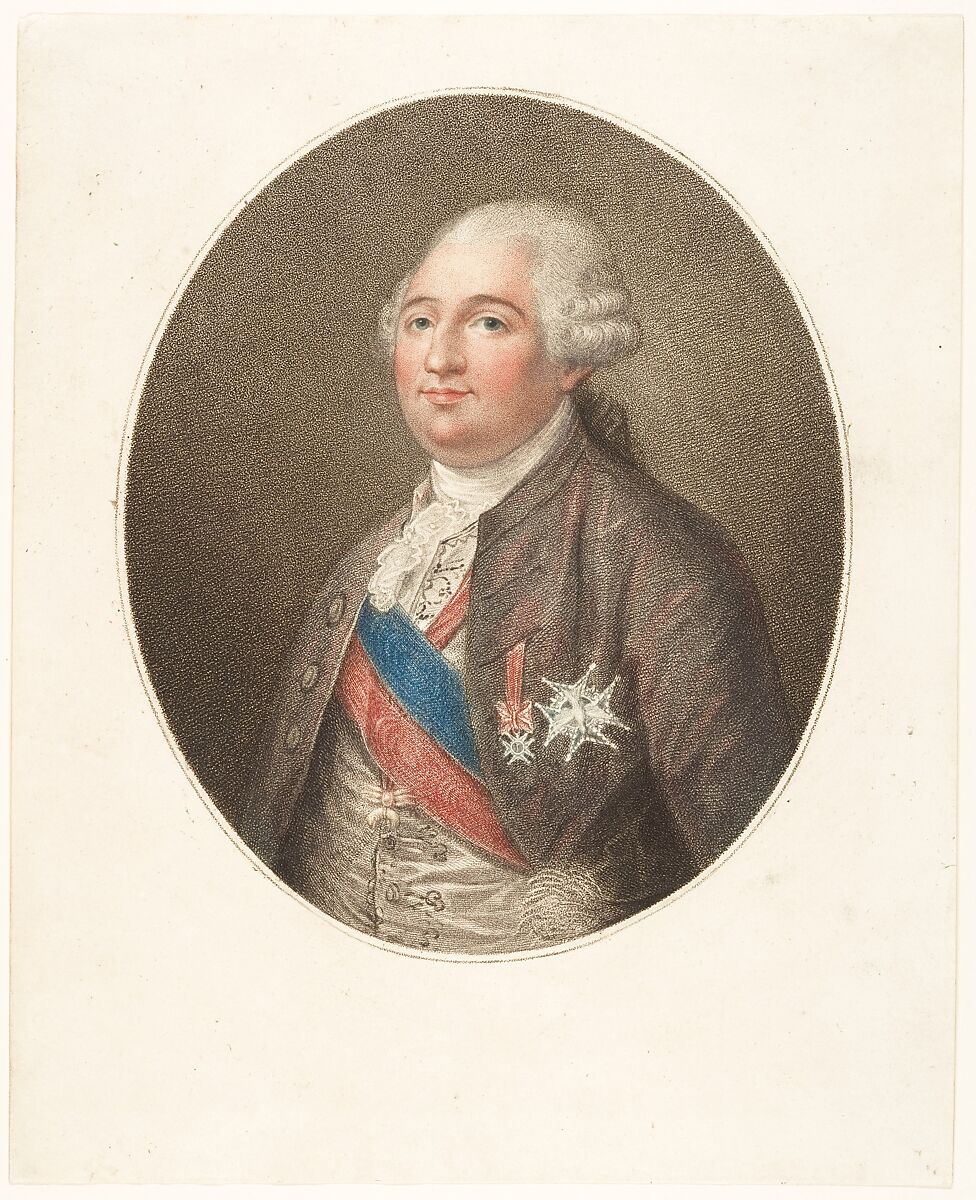 Portrait of Louis XVI, Anonymous, French, 18th century, Color stipple engraving