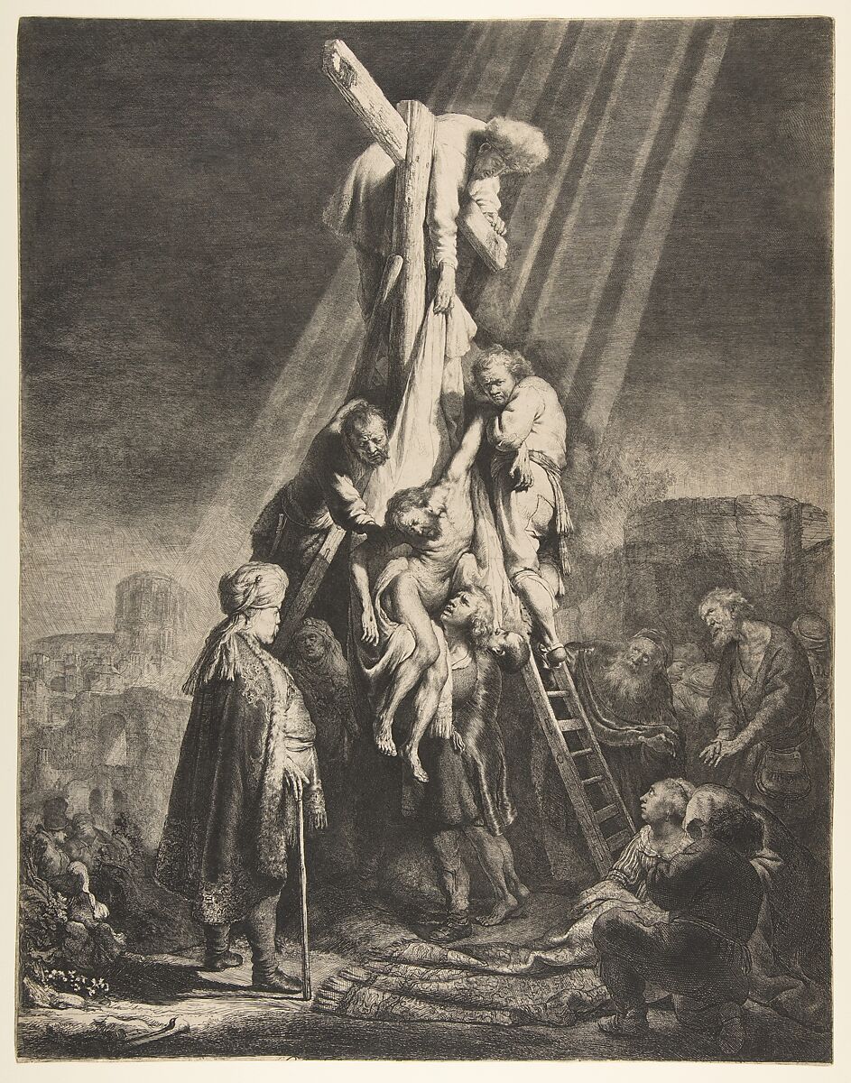 Descent from the Cross, Rembrandt (Rembrandt van Rijn) (Dutch, Leiden 1606–1669 Amsterdam), Etching and burin 