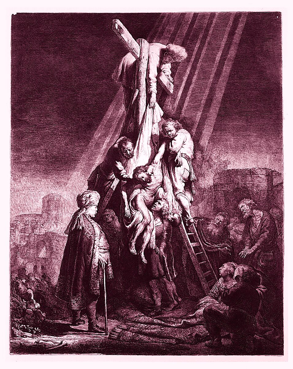 Descent from the Cross, Rembrandt (Rembrandt van Rijn) (Dutch, Leiden 1606–1669 Amsterdam), Etching and burin
