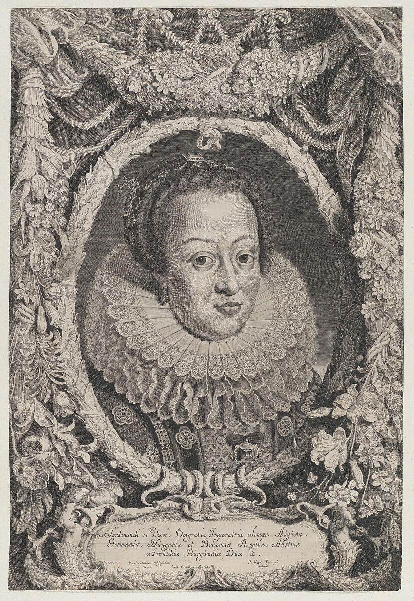 Eleonora, Wife of Ferdinand II, from the series Ferdinandus II et III Imperatorum Domus Austriacae..., Pieter Van Sompel (Dutch, ca. 1600–ca. 1643), Engraving and etching; second state of two 