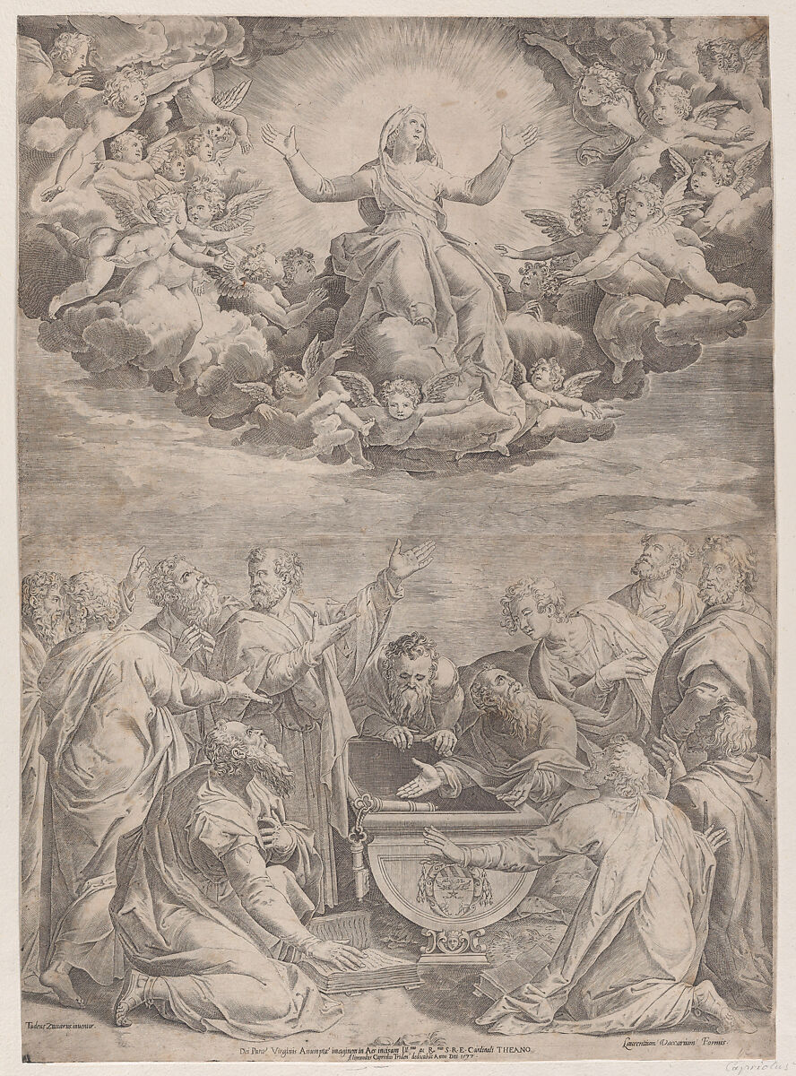 Assumption of the Virgin, Aliprando Caprioli (Italian, active Rome, 1574– 1599), Engraving 