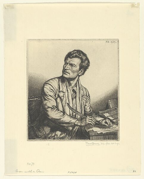 Man with a Pen, Paul Drury (British, London 1903–1987 Nutley, Sussex), Etching 