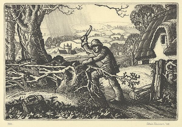 Wiltshire Hedger, Robin Tanner (British, Bristol 1904–1988 Kington Langley, Wiltshire), Etching 