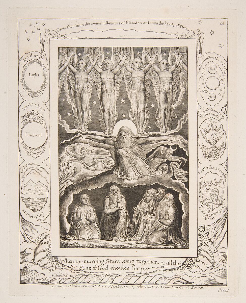 The Creation, William Blake (British, London 1757–1827 London), Engraving 