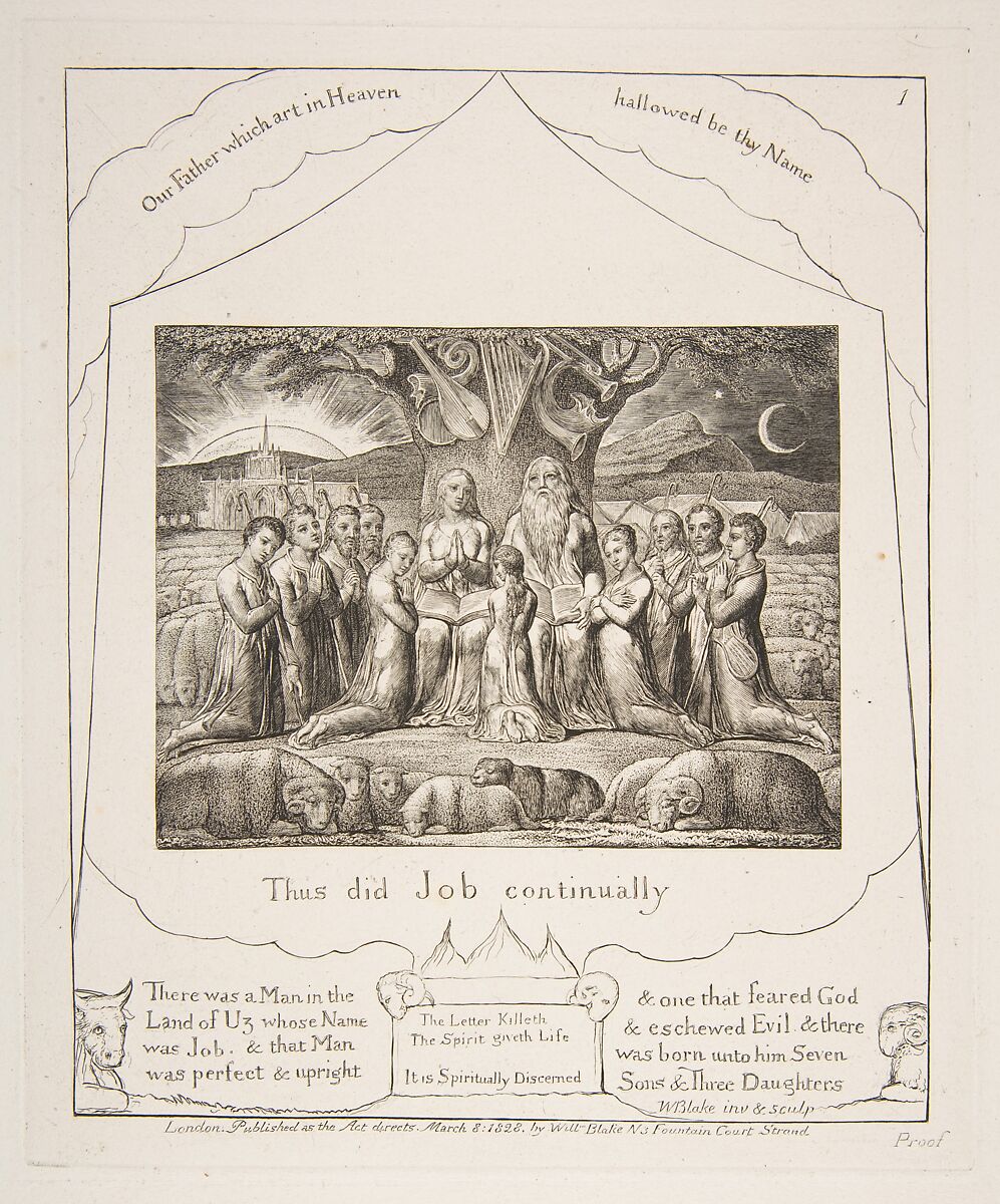 Job and His Family, William Blake (British, London 1757–1827 London), Engraving 