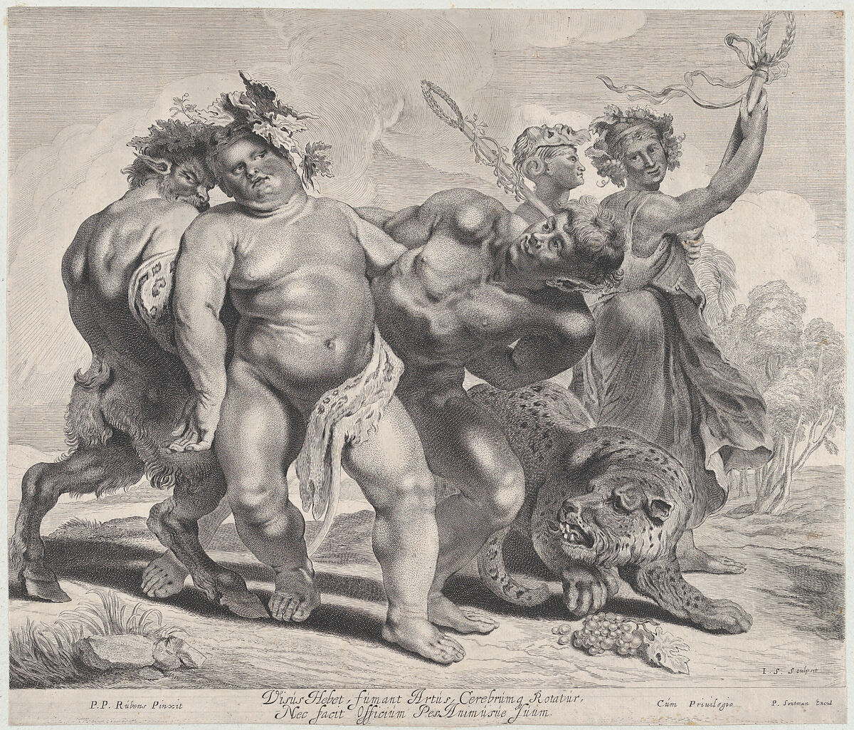 Drunkeness of Bacchus, After Peter Paul Rubens (Flemish, Siegen 1577–1640 Antwerp), Engraving and etching; first state of four (Hollstein) 
