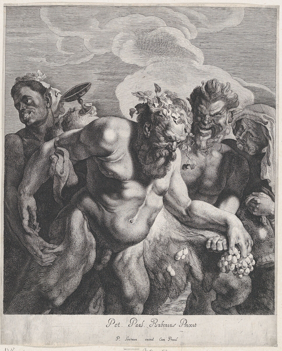 Drunken Silenus, Jonas Suyderhoef (Dutch, Haarlem ca. 1613–1686 Haarlem), Engraving and etching; second state of five (Hollstein) 