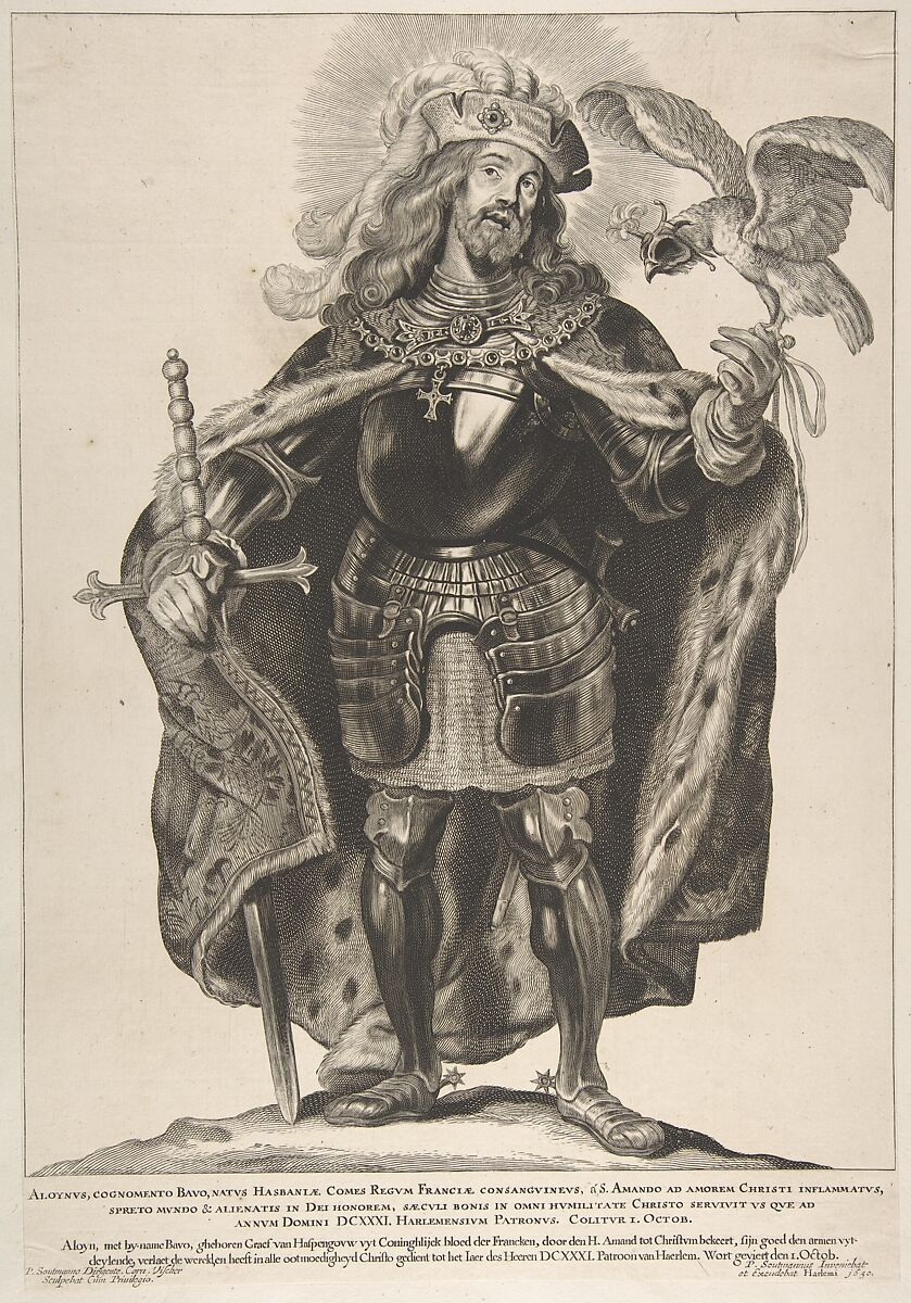 St. Bavo, from the series Saints of North and South Netherlands, Pieter Soutman (Dutch, Haarlem, ca. 1580–1657 Haarlem), Engraving and etching 