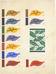 Fabric Design, rose motif with blue stripe, Stuart Davis (American, Philadelphia, Pennsylvania 1892–1964 New York), Black, blue, and rose gouache over graphite 