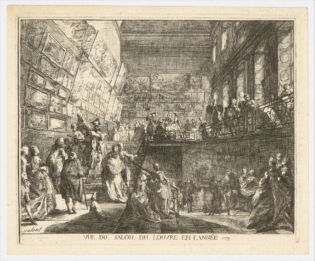 View of the Salon in the Year 1753, Gabriel de Saint-Aubin (French, Paris 1724–1780 Paris), Etching
